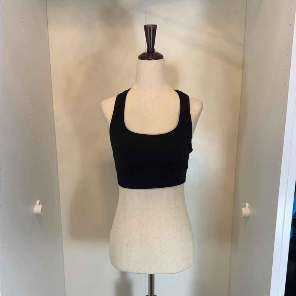 PINK Victoria's Secret Black Ribbed Sports Bra